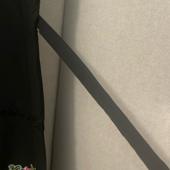 Black Embroidered Sleveless Ruffled V Neck Mini Dress/Tunic Top wt Belt XS-S - Picture 8 of 10